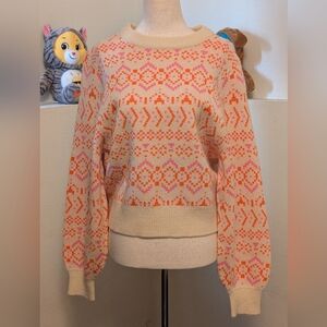 H&M Women's Sweater - Pink and Orange Pattern